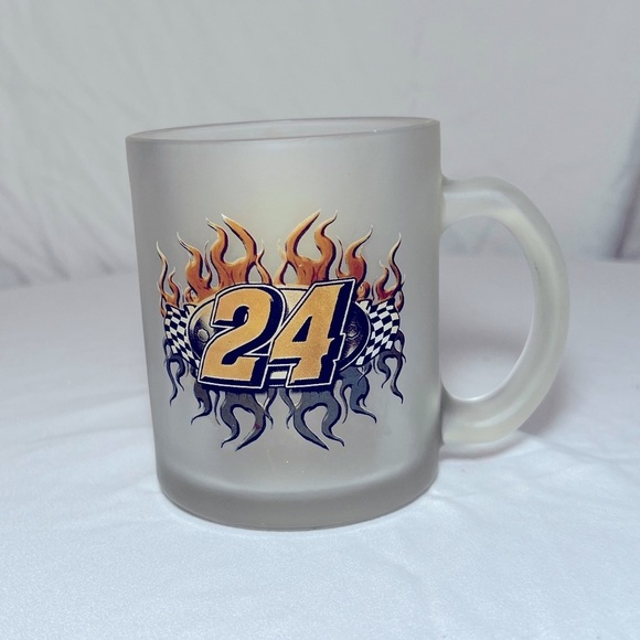 NASCAR Jeff Gordon 24 Frosted Glass Mug with Fire Flames - Picture 1 of 2